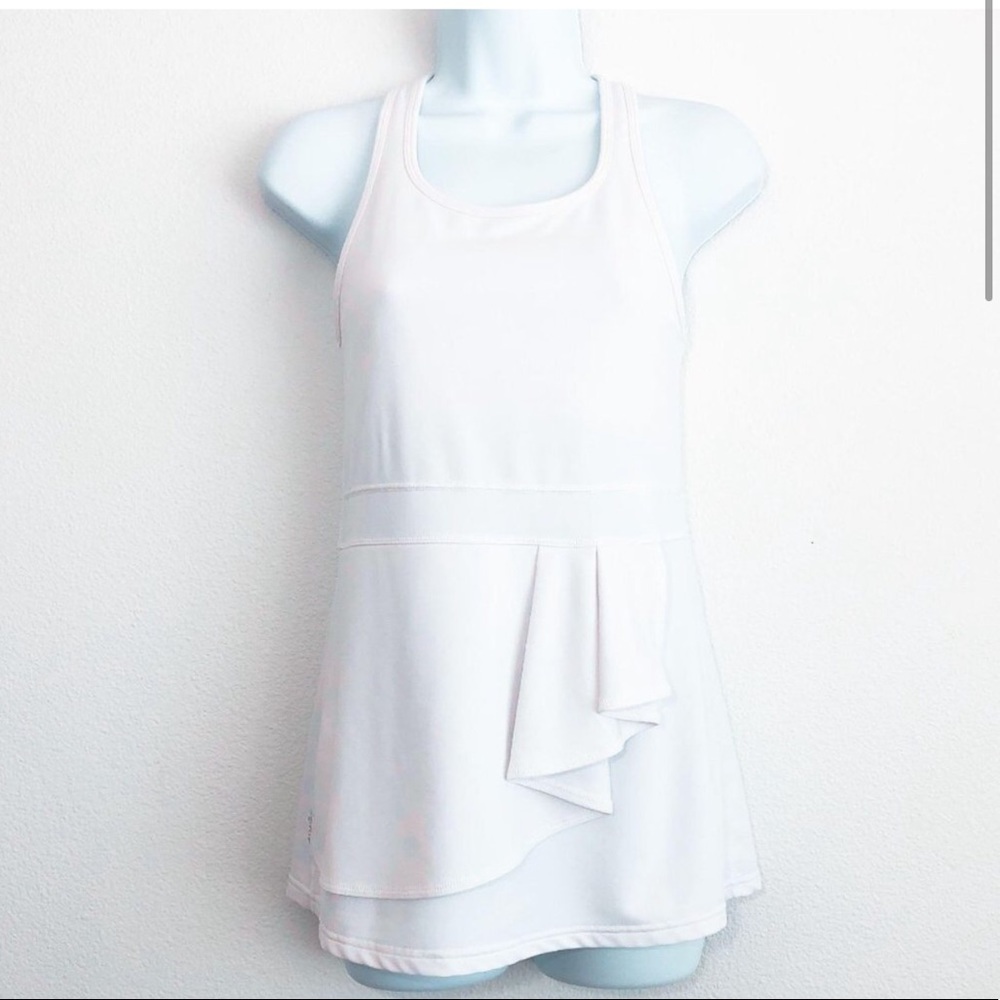 Tonic Active Sleeveless Ruffle Tennis Tank White